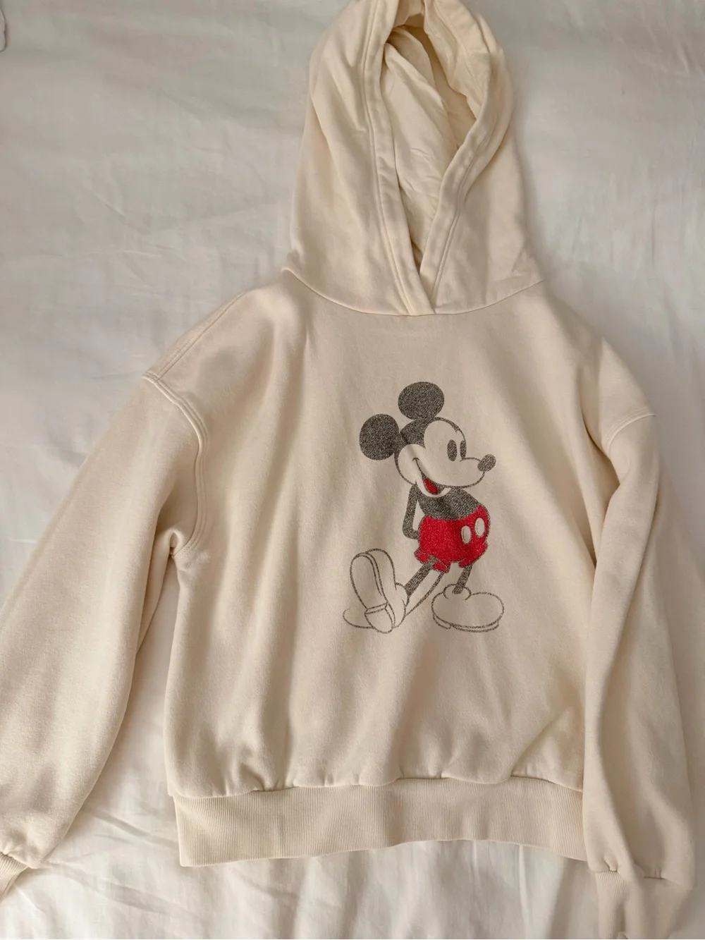 Warm White Hoodie with Classic Mickey Graphic